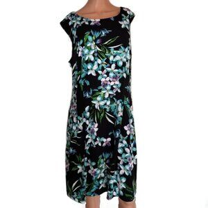 Dressbarn Womens Black Zippered Floral Sleeveless Dress Sz 16 NWT
